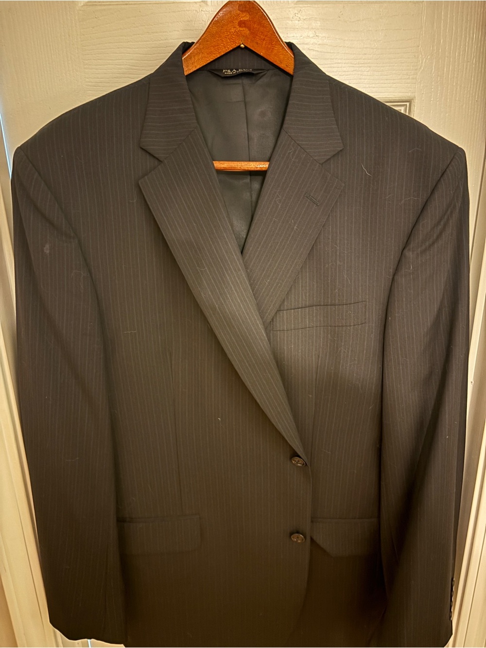 Jos. A. Bank Black Pinstripe Two-Button Suit Jacket